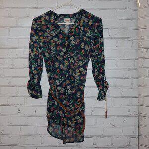 🌼 Mossimo Supply Co. Floral Sheer Blouse · Size S/P · NWT · Belt Included